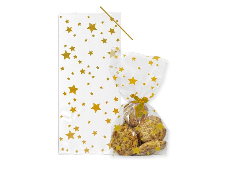 Treat Bags + Twist Ties Gold Star M576