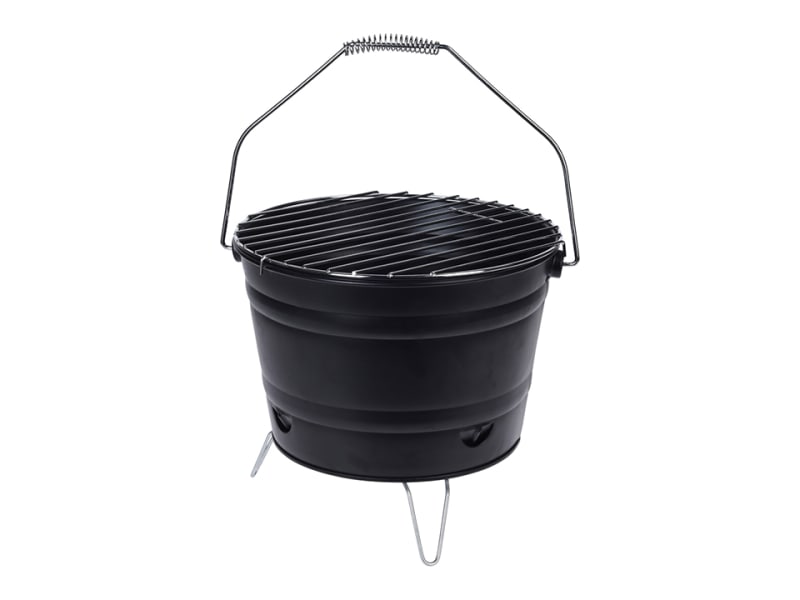 Charcoal BBQ Bucket + Handle Folding Feet