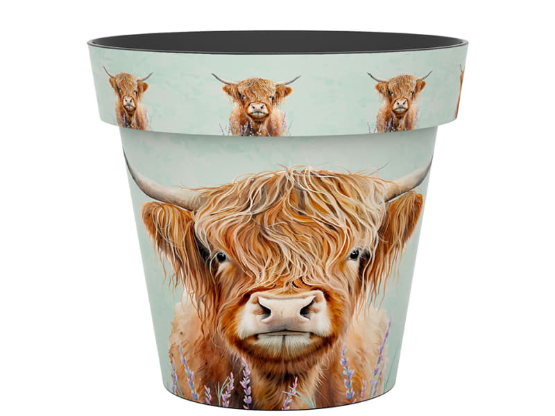 Zest Pot Highland Cow 38cm 15ZESTHC