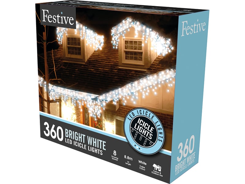 4 Way Snowing Icicle Lights White