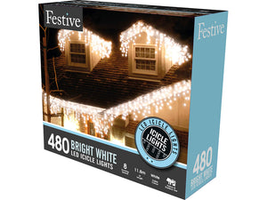 4 Way Snowing Icicle Lights White