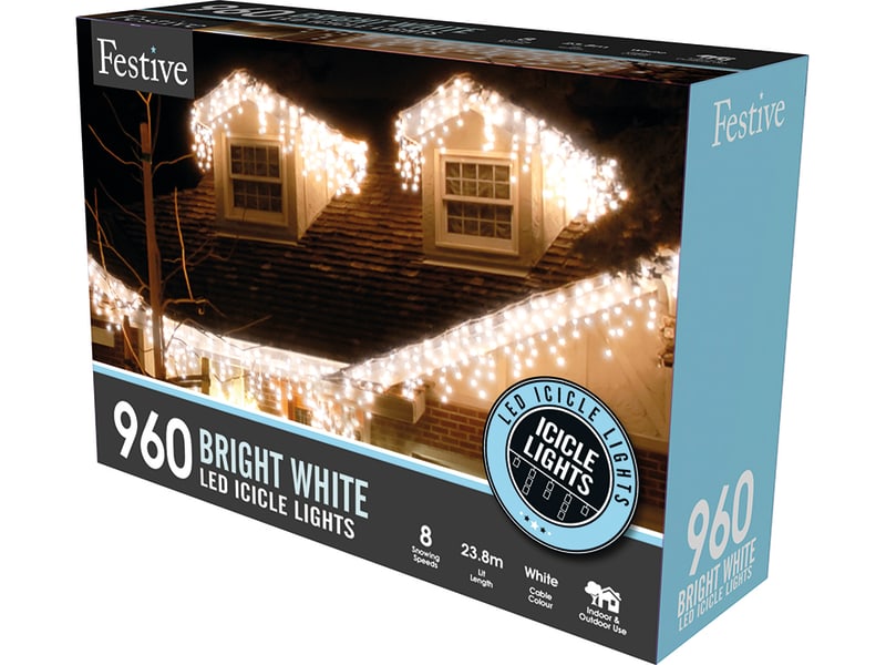 4 Way Snowing Icicle Lights White