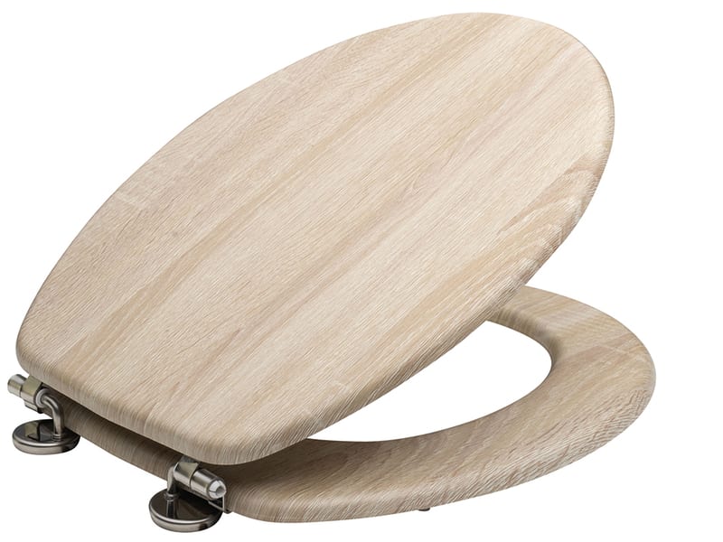 Oak Effect Toilet Seat Stainless Steel Hinge 42564