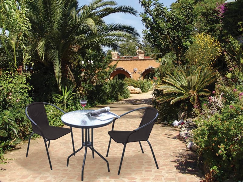 Steel Rattan Bistro Set 3 Piece