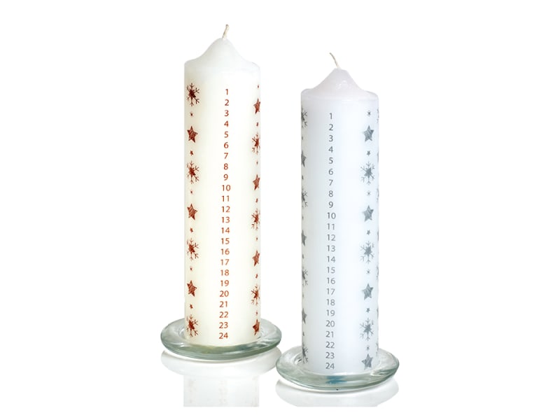 Advent Candle + Holder Star & Snowflake AC195632