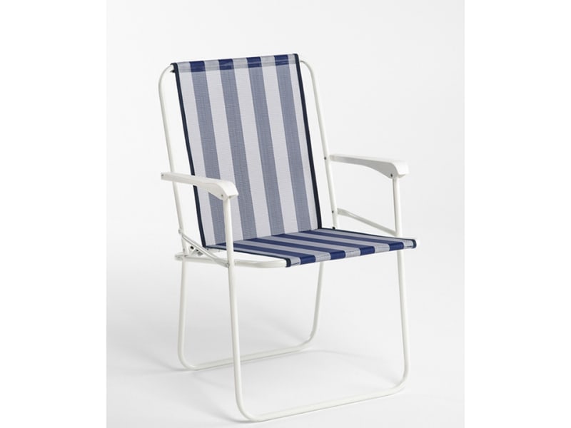 High Beach Chair Steel Frame Blue + White Stripe