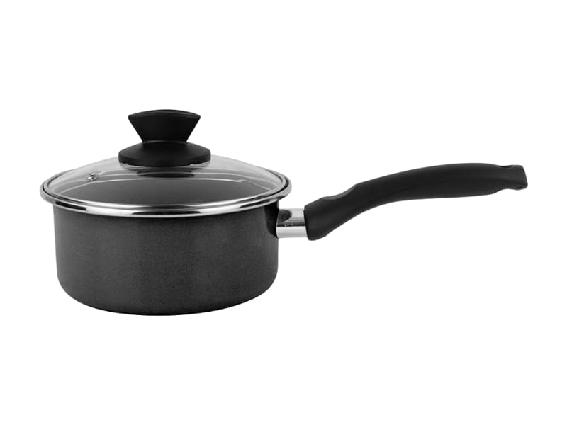 Non-Stick Saucepan + Lid Enamel Steel Black